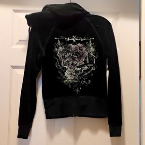Vintage Juicy Couture Y2K Black Velour Hoodie